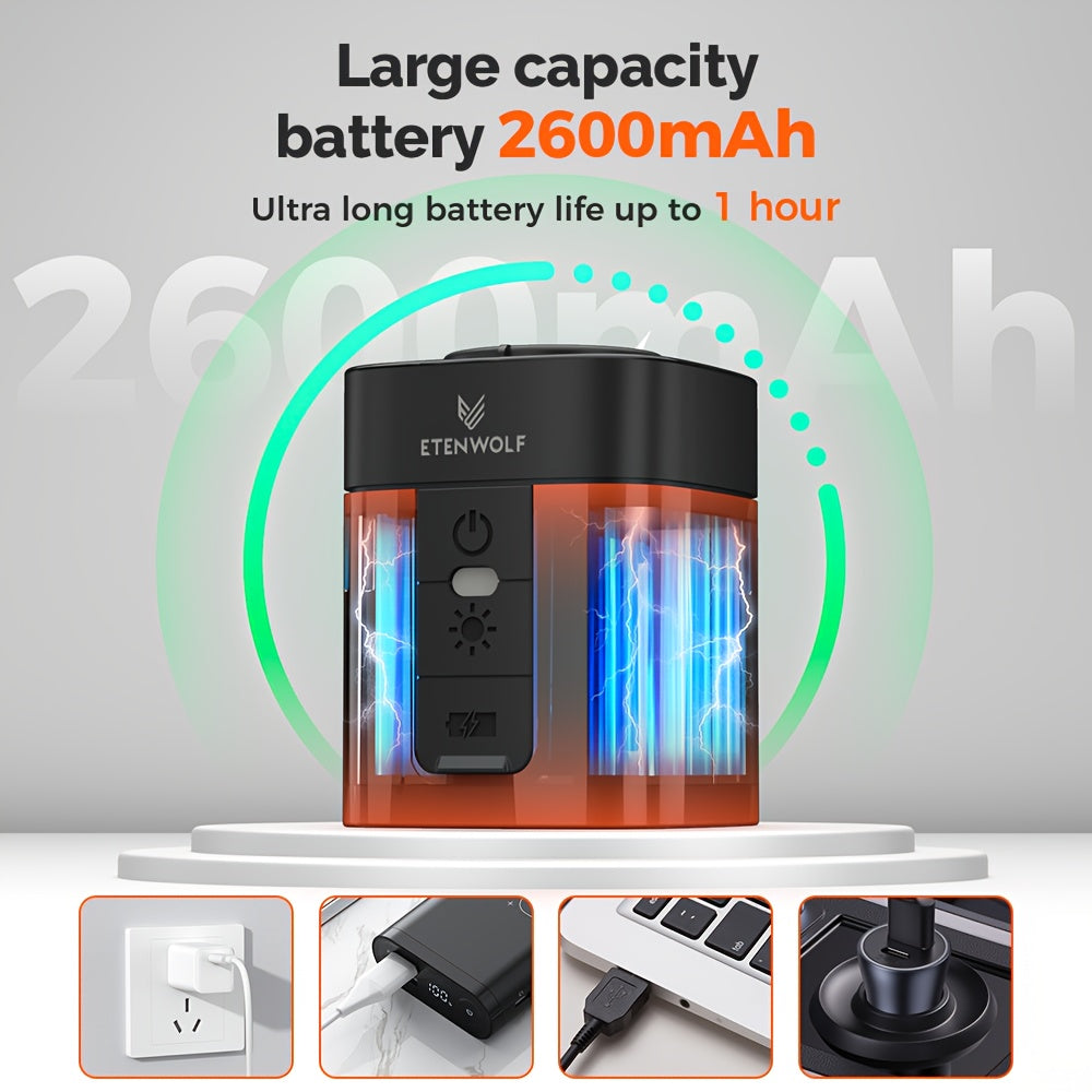 ETENWOLF AIR3 Electric Wireless Air Pump 2600mAh Camping Must-Haves Inflation Speed Of 360L/M, Suitable For Sleeping Pads, Self-inflating Cushions, Swim Rings, And Inflatable Pools, Camping Gear And Equipment, With Light
