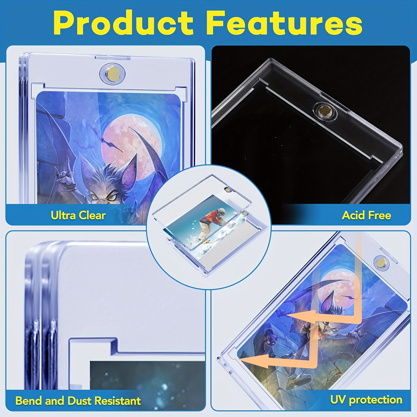 35 Point Magnetic Trading Sports Card Holders One-Touch Hard Case Pack Of 30