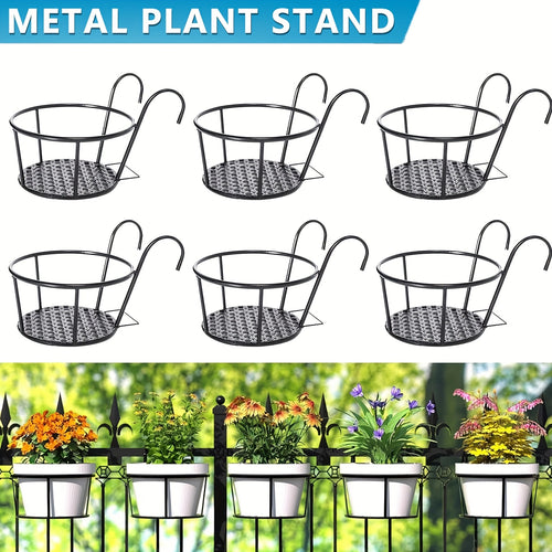 1/3/6pcs Hanging Metal Flower Holder Shelf Stand Pots Basket Plant Garden Storage Elegant Metal Flower Pot Holders for Railings Fence Planters Round Hanging Plant Stands for Balcony And Garden Decor