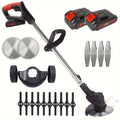 21V Battery-Powered Grass Trimmer And Edger with Wheels, Featuring 3 Types of Blades for Efficient Lawn Maintenance