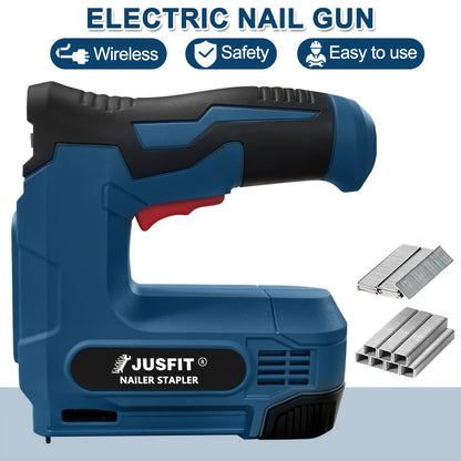 JUSTFIT Professional Cordless Electric Nail Gun, USB Fast Charging, Lightweight Staple Gun for Carpentry And Home Renovation