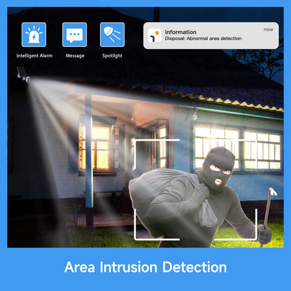 Laxihub 2pcs Solar Battery Security Camera Wireless Outdoor, 3MP Night Vision with Spotlight, Wire-Free Battery Solar Powered, Human Detection, with Solar Panel, PIR Human Detection, 2-Way Talk,, SD Card/Cloud Storage, Security Cameras Wireless