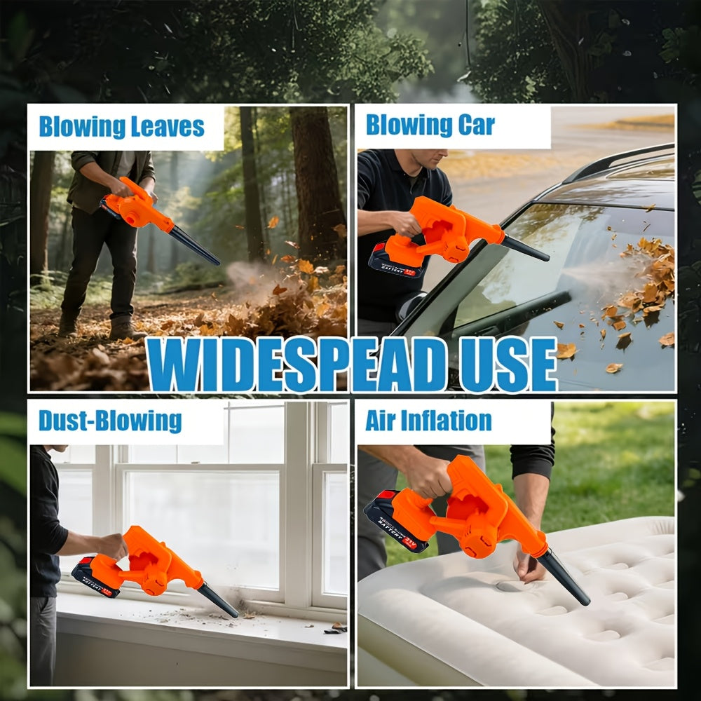 2-in-1 Cordless Electric Leaf Blower, Handheld Blower That Combines Blowing And Suction. Equipped with An Upgraded Lithium Battery, 1/2 Battery Optional, And Extension Hose. Powerful Motor, Easy to Operate. Suitable for Yard Dusting And Leaf Removal.