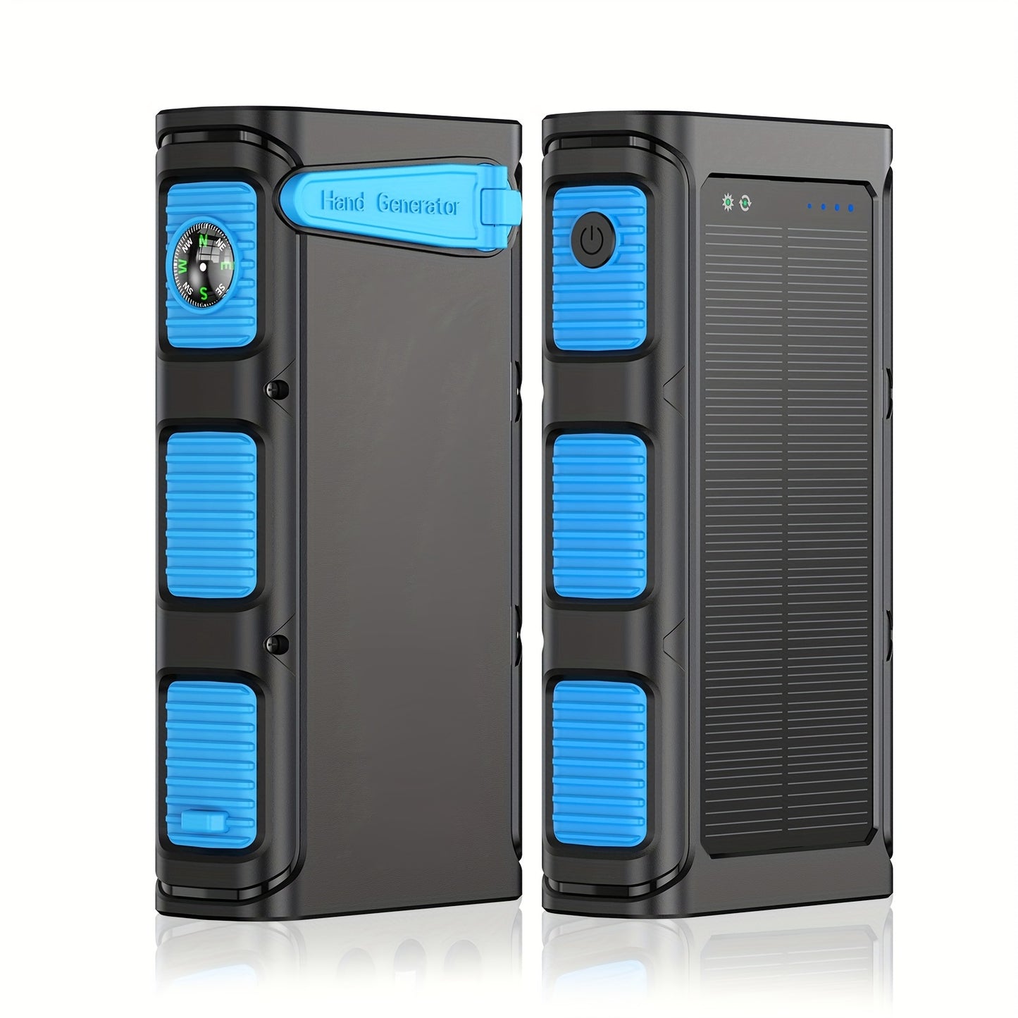 63800mAh Solar Power Bank, Battery Pack Fast Charging, Can Be Charged for 5 Devices At The Same Time, Equipped with Solar Charging/hand Joystick Charging/comes with 3 Charging Cables/night Lighting/outdoor Compass