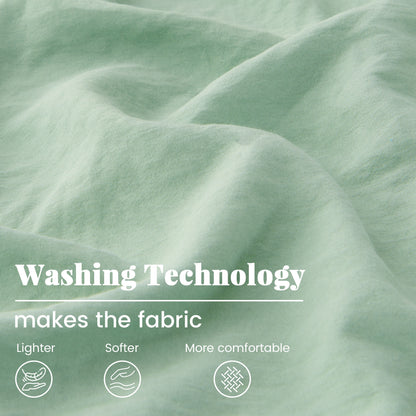 Vintage Washed Sheet Sets - Extreme Soft, Comfortable, Breathable, Relaxed Wrinkled Texture - Premium 2200TC Flat Fitted Sheet Pillowcases Set Soft for All Seasons