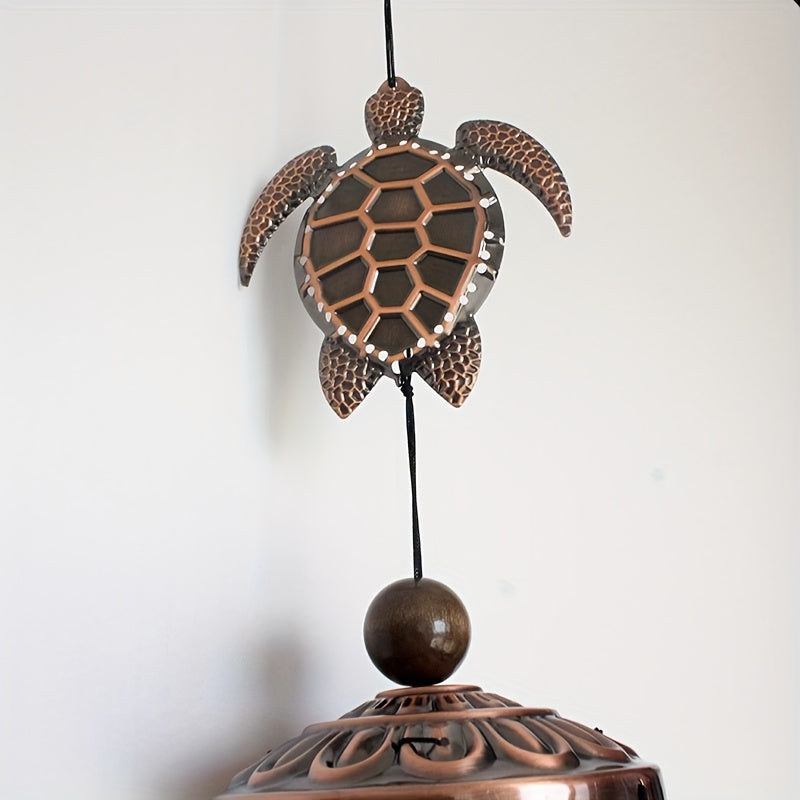 1pc Outdoor Bronze Sea Turtle Wind Chimes Suspension Mobile Tortoise Wind Chime Garden Decoration Gifts for Mom Friend, Thanksgiving Gifts, Aluminum Chime, Hanging Outdoor Decor
