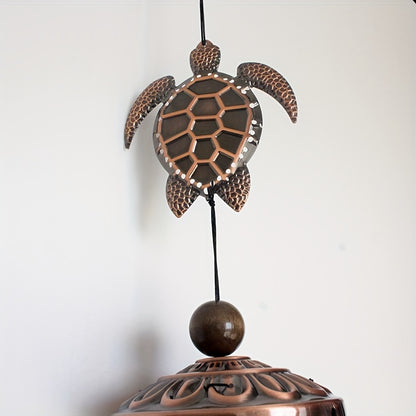 1pc Outdoor Bronze Sea Turtle Wind Chimes Suspension Mobile Tortoise Wind Chime Garden Decoration Gifts for Mom Friend, Thanksgiving Gifts, Aluminum Chime, Hanging Outdoor Decor