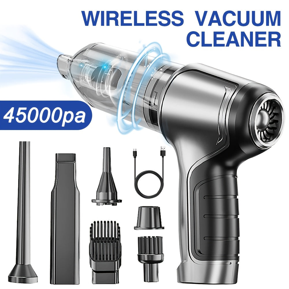 45000PA High Suction Wireless Portable Vacuum Cleaner for Car/Home - Dual Function Blower/Suction, Rechargeable Lithium, USB Charging, Quiet, Dusting Brush & Crevice Tool, Cartridge Filter, Gap Floor Suction Nozzle for Wet/Dry Cleaning