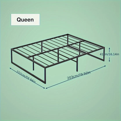 Ufurniture 39cm Single/Double/Queen Bed Frame Base, Industrial Heavy Duty Metal Mattress Foundation Platform Bed With Reinforced Legs, 300kg Weight Capacity, Bedroom Furniture, Black