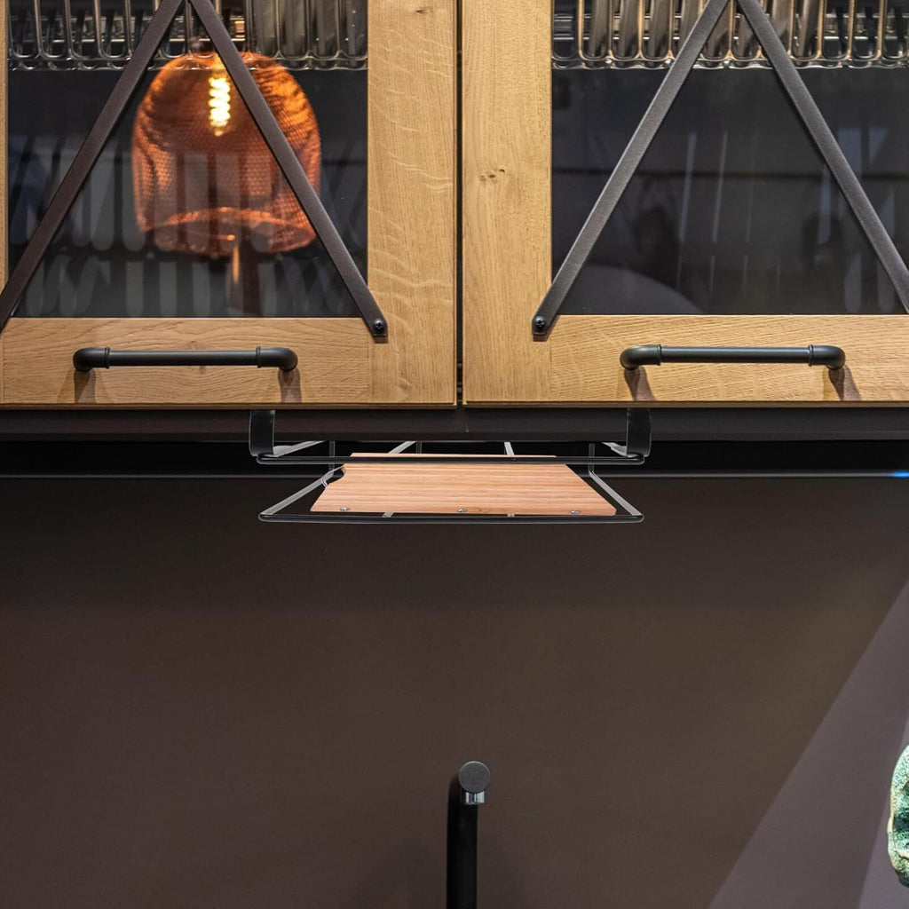 1pc Stainless Steel Space Saving Kitchen Hook Rack, Cutting Board & Lid Holder with Cabinet Door Hooks, Effortless Organizer for Kitchen Tools And Bathroom, Durable, Easy Install, Maximizes Space