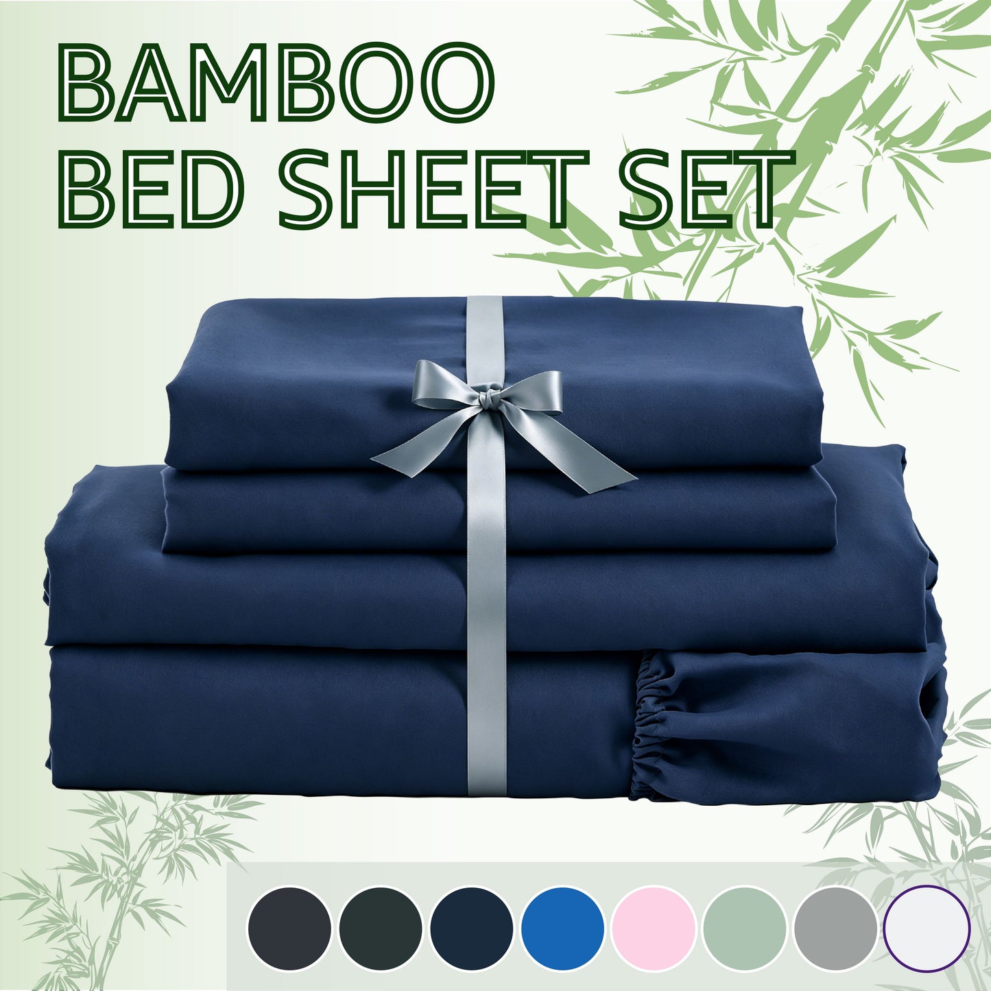 3/4pcs 2000TC Bamboo Bed Sheets Set - Cooling Sheets Super Soft Feel Wrinkle Free For All-Season - Sheet & Pillowcase Sets Fit 35-40 cm Deep Pocket Bamboo Bed Sheet Sets - Perfect For Family, Dormitory - Great Gifts