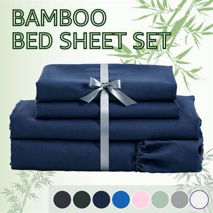 3/4pcs 2000TC Bamboo Bed Sheets Set - Cooling Sheets Super Soft Feel Wrinkle Free For All-Season - Sheet & Pillowcase Sets Fit 35-40 cm Deep Pocket Bamboo Bed Sheet Sets - Perfect For Family, Dormitory - Great Gifts