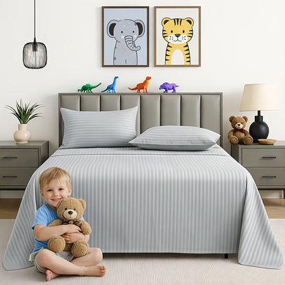 Set of 4 Sheets with 1800 Thread Count, Featuring a Lightweight And Soft Striped Design. They Are Comfortable, Breathable, And of Luxury Hotel Quality, with a Deep Pocket Design. Ideal for Home Use, Dormitories, Travel, And As Gifts