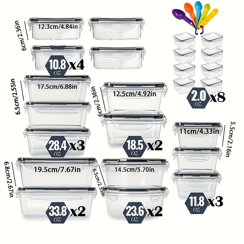 48pcs Airtight Food Storage Containers Set with Easy- Secure Locking Lids (24 Containers + 24 Lids) - Microwave- Safe, Leakproof & Stackable Plastic Food- Safe Round Containers with Labels & Marker for Pantry, Kitchen, Travel
