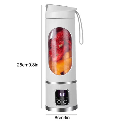 Portable USB Blender/Juicer with LED Display/USB Rechargeable/Easy Clean/Perfect for Fruit And Vegetable Drinks/Milkshakes/450Ml Capacity/Perfect Gift for Halloween/Christmas/Holidays And Birthdays