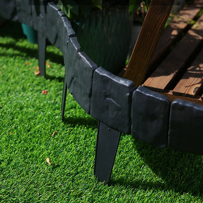 Set of 40 Interlocking Plastic Garden Borders with a Stone-Like End - Sturdy And Weatherproof Landscape Edging Suitable for Flower Beds, Lawns, And Terraces. Easy Push-In Setup, Rustic Black Design for Outdoor Decor, Garden Additions