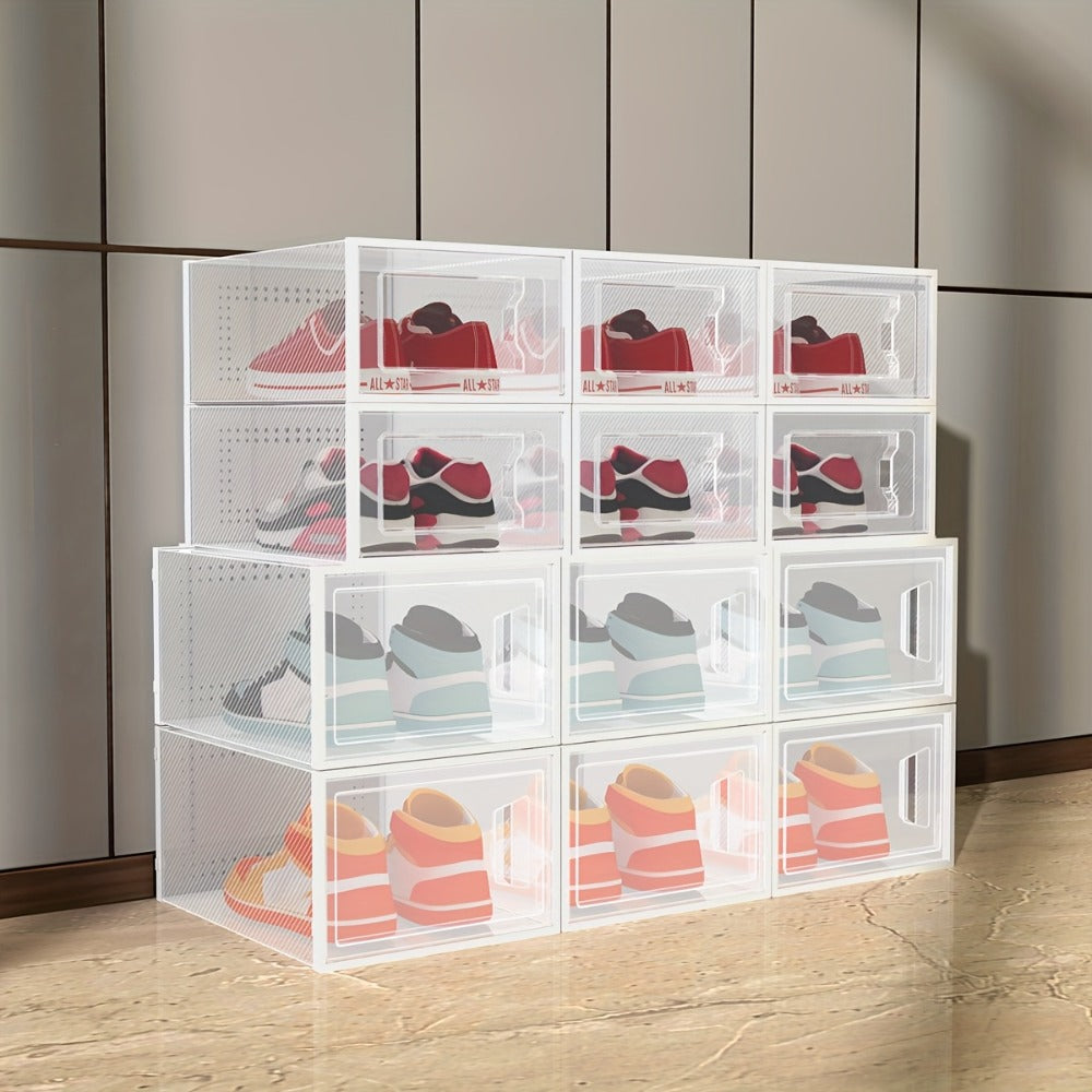 Clear Drop-Front Shoe Storage Box Set - sneakers, boots and wardrobe – alternate design view