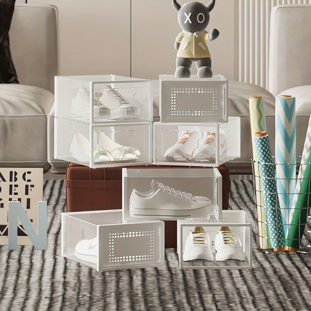 Clear Drop-Front Shoe Storage Box Set - sneakers, boots and wardrobe – alternate product view