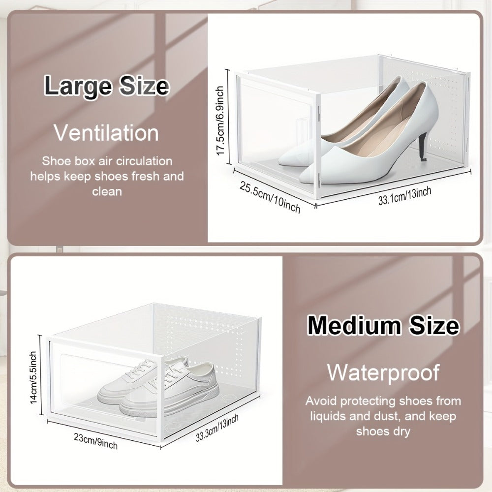 Clear Drop-Front Shoe Storage Box Set - sneakers, boots and wardrobe – product detail angle