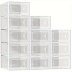 Clear Drop-Front Shoe Storage Box Set - sneakers, boots and wardrobe – close-up product details