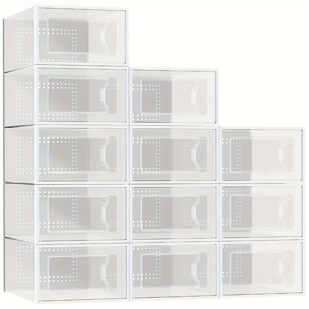 Clear Drop-Front Shoe Storage Box Set - sneakers, boots and wardrobe – close-up product details
