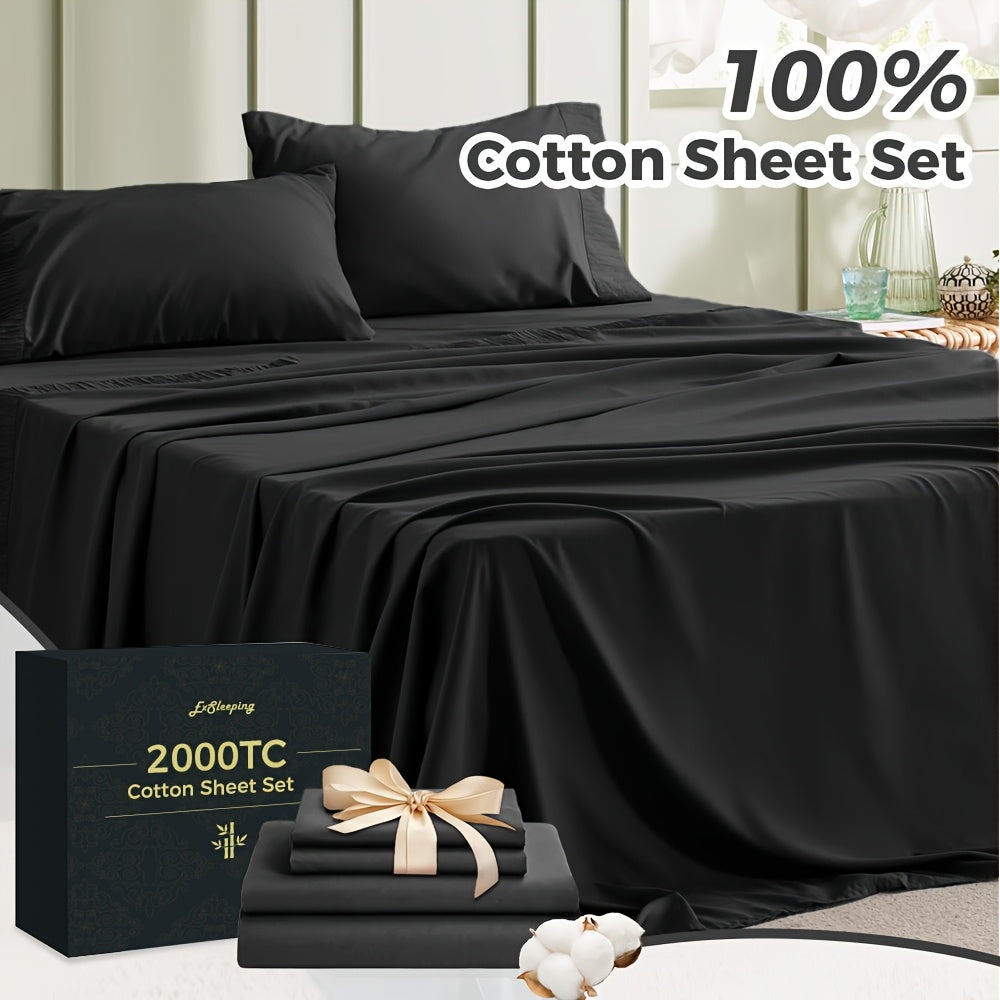 Cooling 2400TC Cotton Bed Sheet Set – 3/4pcs for Home & Guest Rooms – additional product view 30