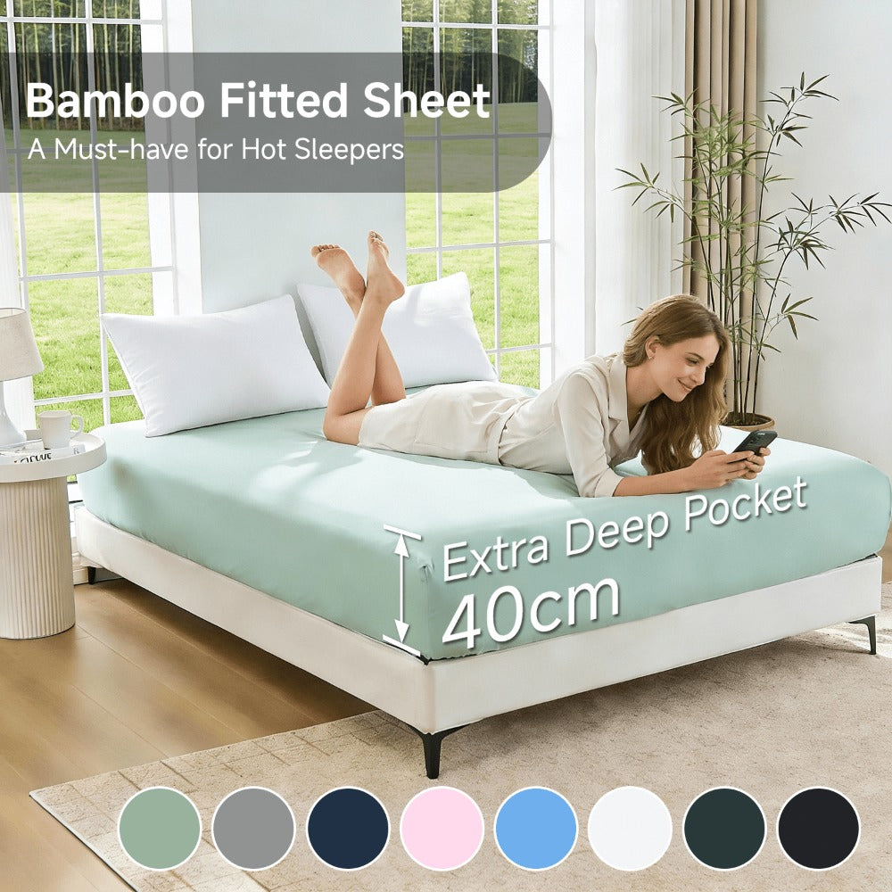 Cooling Bamboo Fitted Sheet – 40cm Deep Pocket for Hot Sleepers – alternate product view