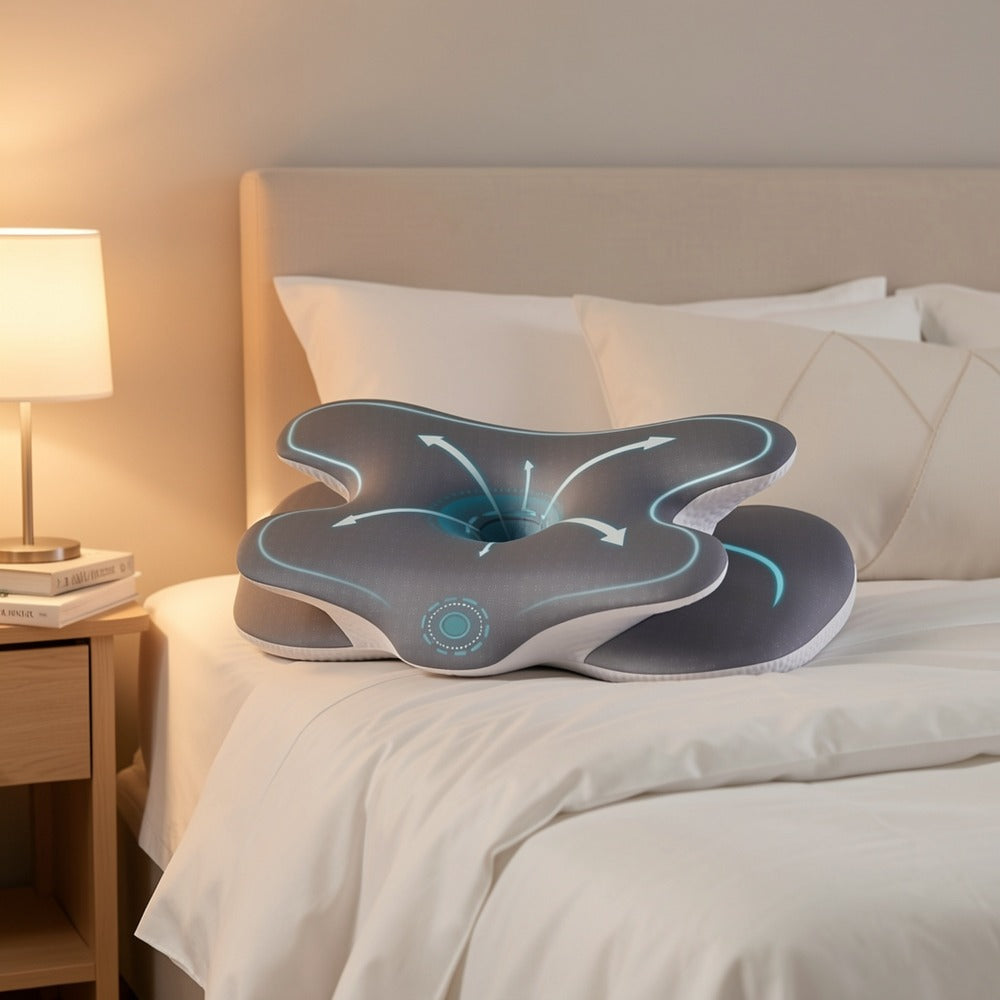 Cooling Memory Foam Contour Pillow - Grey Cover for Side & Back Sleep – additional product view