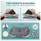 Cooling Memory Foam Contour Pillow - Grey Cover for Side & Back Sleep – product detail angle
