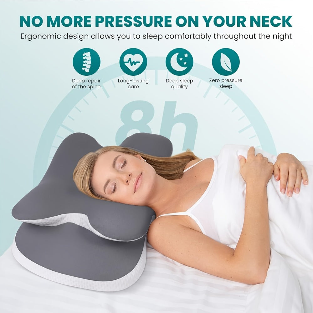 Cooling Memory Foam Contour Pillow - Grey Cover for Side & Back Sleep – design and construction details