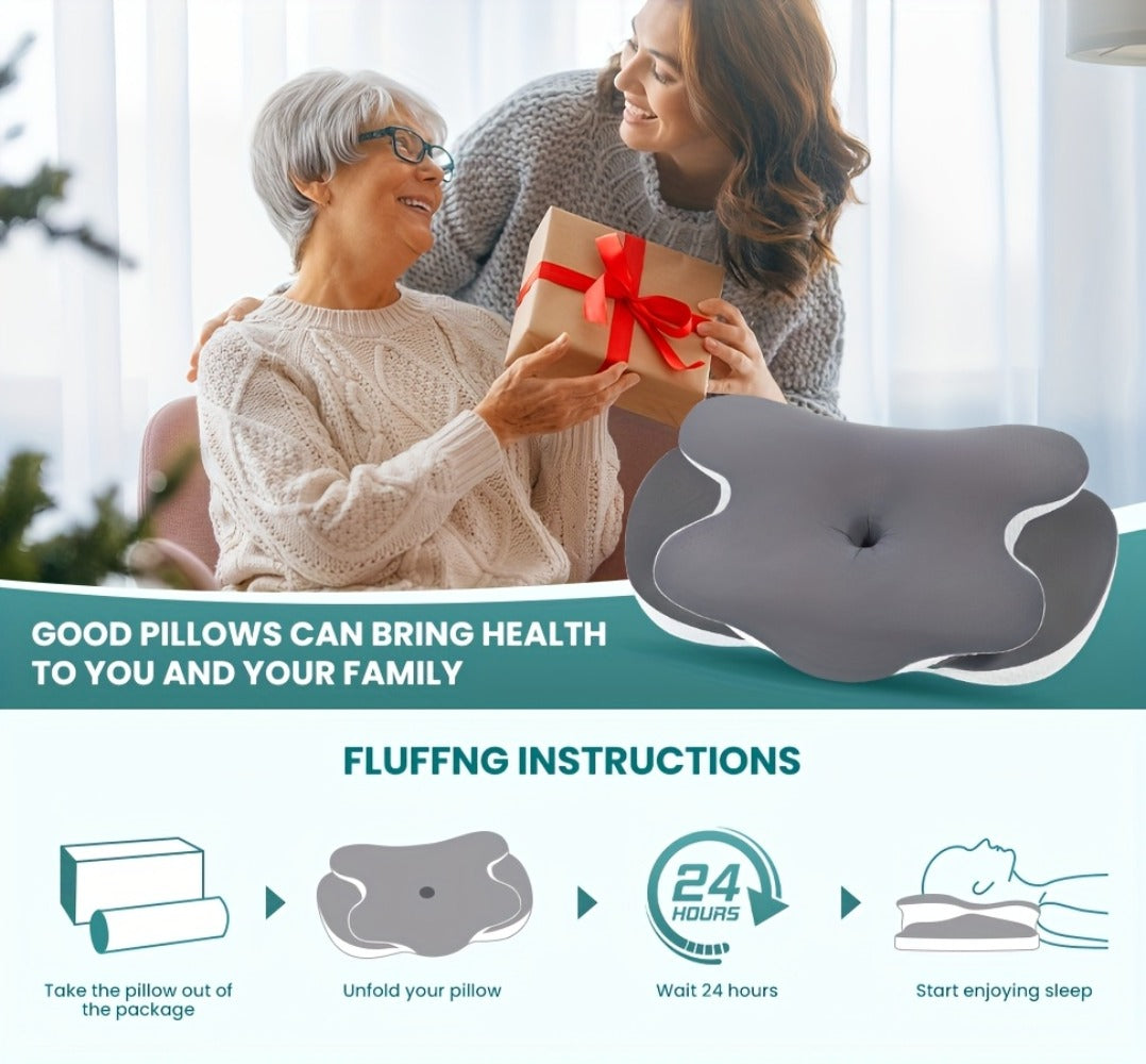 Cooling Memory Foam Contour Pillow - Grey Cover for Side & Back Sleep – additional product view 12