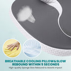 Cooling Memory Foam Contour Pillow - Grey Cover for Side & Back Sleep – close-up product details