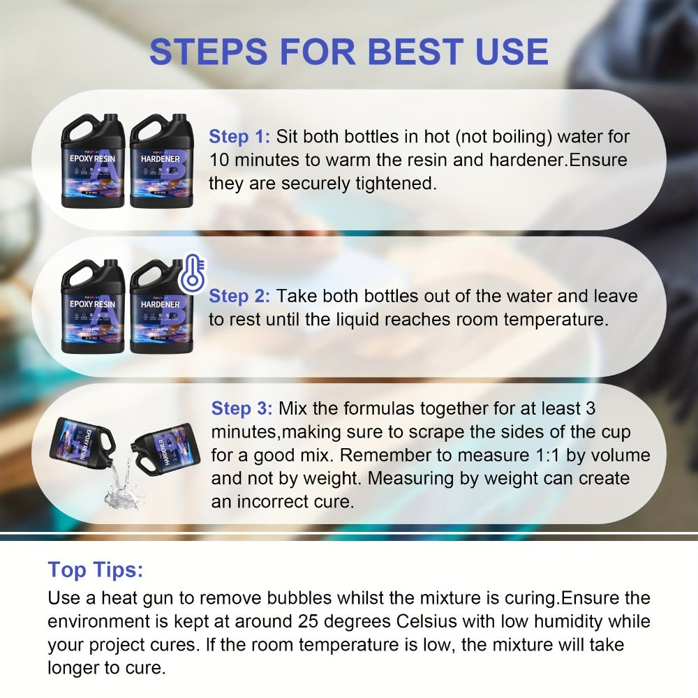 Crystal-Clear Tabletop Epoxy Resin Kit - tabletops, crafts and – product detail angle