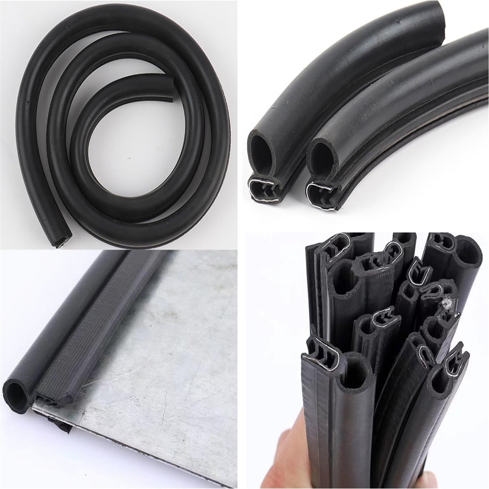 10M Rubber Edge Trim, Car Door Rubber Seal Strip Trim Seal with Side Bulb for Camper Car Bus Boat RV Truck Doors Automotive Car Weather Striping, 5M/ Roll