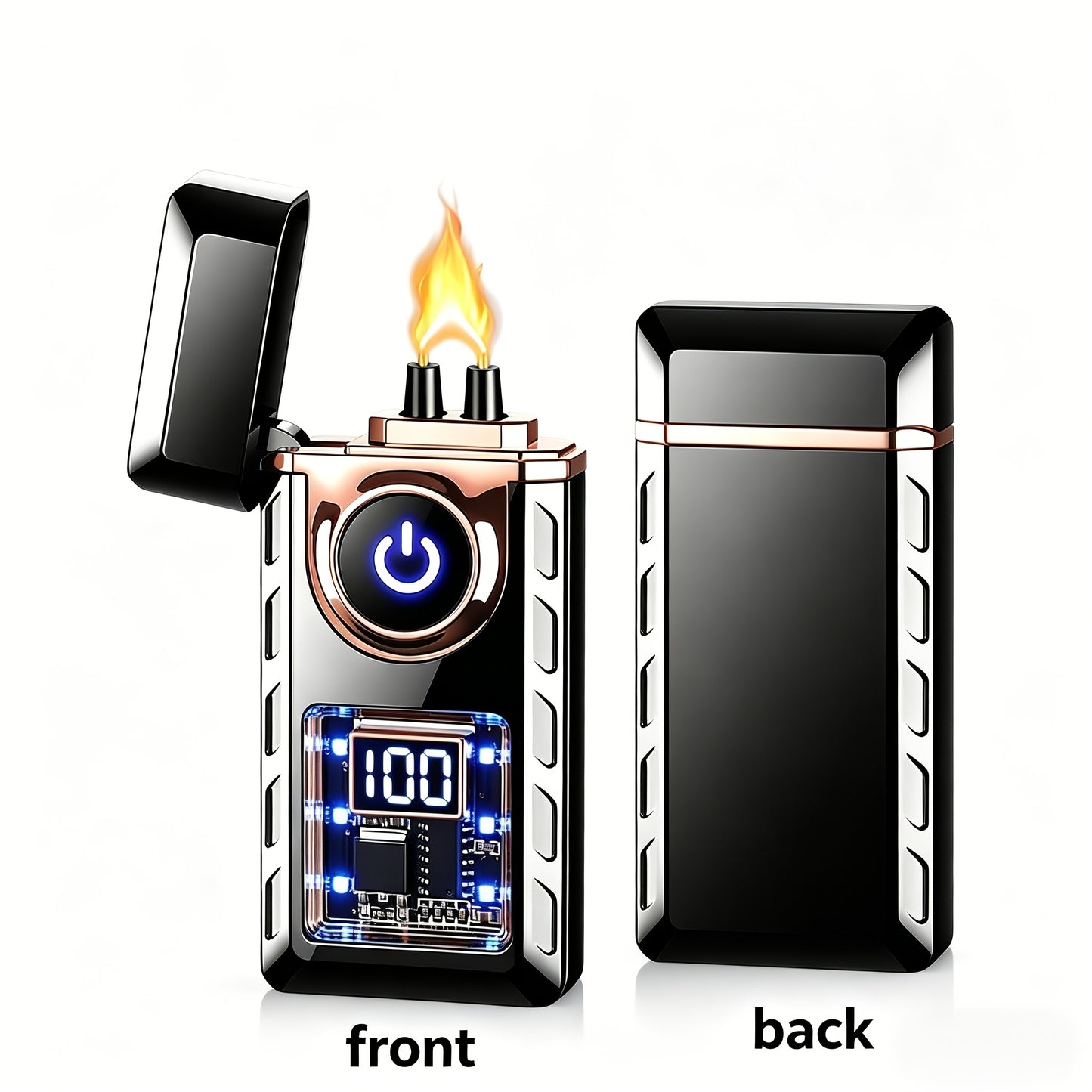 Plasma Lighter USB Rechargeable With Dual Arc Ignition, High Power Arc Lighter With Display | USB Rechargeable, Electric Windproof Plasma Lighter, Cool Gadgets Gift For Men