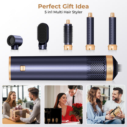 UKLISS 5 in 1 Hair Styler Hot Air Brush Detachable Hair Hot Brush Air Curler Air Curling Wrap Styler Upgrade Hot Air Brush Curling Iron Brush Hair Styling Tools for Curling Straightening, Hair Straightening Tool, Valentine'S Day Gift, New Year Gifts