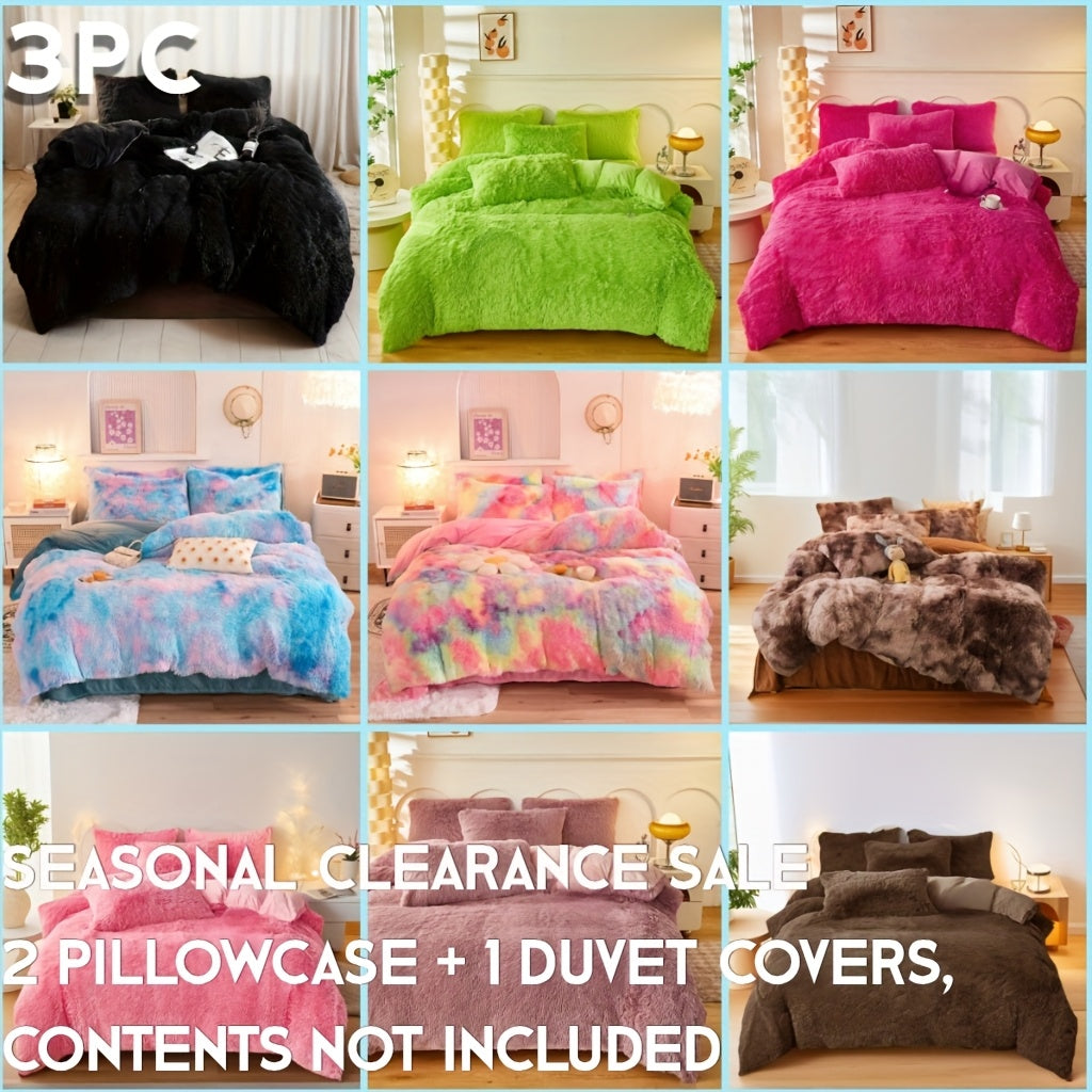 Seasonal Personalized Gifts/Soft And Fluffy Plush Duvet Cover Bed Cover Queen King Size Bed Pillowcase Milk Velvet Relief/1 X Duvet Cover And 2 X Pillowcases