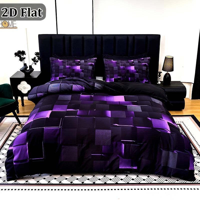 2D Flat 2/3pcs Trendy And Cool Technology Digital Printing Pillowcase Set, A Variety Of Patterns to Choose From, Versatile for Home Use Machine-washable, Four Sizes(Single, Double, Queen, King)(1 Quilt Cover + 1/2 Pillowcase, No Filling), 2D Flat