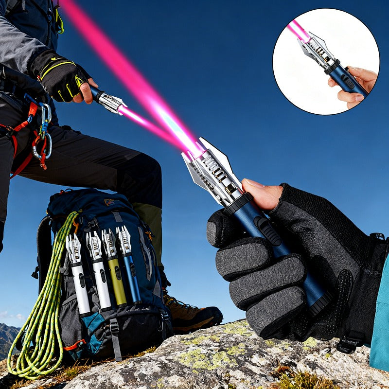 Windproof Lighter, Gas Lighter, Long Lighter, Jetflame Lighters, Kitchen Blowtorch, Fireplace Lighter (Butane Free) (Black), Without Battery