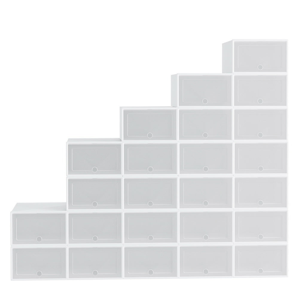 Artiss Shoe Rack Storage Cabinet Shoe Box 24 Stackable Plastic Cube White