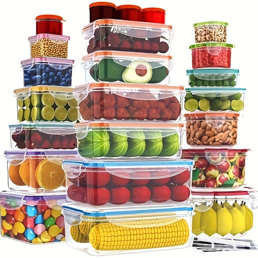 48pcs (24 Boxes+24 Lids)Food Storage Containers With Lids Airtight, Plastic Food Containers For Kitchen Storage Organization, 100% Leakproof, BPA-Free Meal Prep Containers With Labels & Marker Equipped With Stickers And Pens
