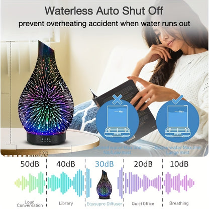 Soundwave Technology Cool Mist Essential Oil Diffuser / 7-Color Night Light & Auto Shut-Off / Aromatherapy Diffuser / 4 Timer Settings / Whisper Quiet Operation / Waterless Shut-Off / Top-Fill for Home, Bedroom, Office