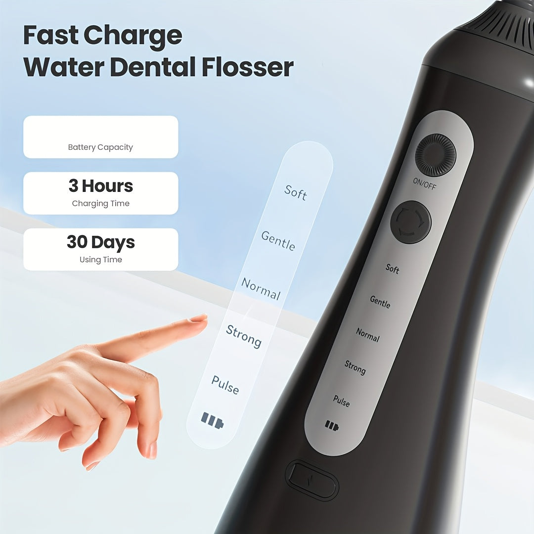 Water Flosser for Teeth Cleaning And Flossing, 5 Modes Rechargeable Cordless Oral Irrigator 350Ml Water Tank Teeth Cleaner, Portable Electric Dental Flossers for Home And Travel, Black/White