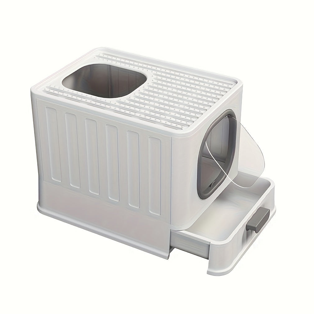 Enclosed Cat Litter Box Hooded, Cat Litter Tray Box With Drawer For Easy Cleaning, Kitty Toilet, Helps Reduce Odor Spread, No Litter Included, 39x38x51cm