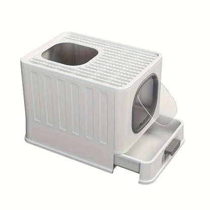 Enclosed Cat Litter Box Hooded, Cat Litter Tray Box With Drawer For Easy Cleaning, Kitty Toilet, Helps Reduce Odor Spread, No Litter Included, 39x38x51cm