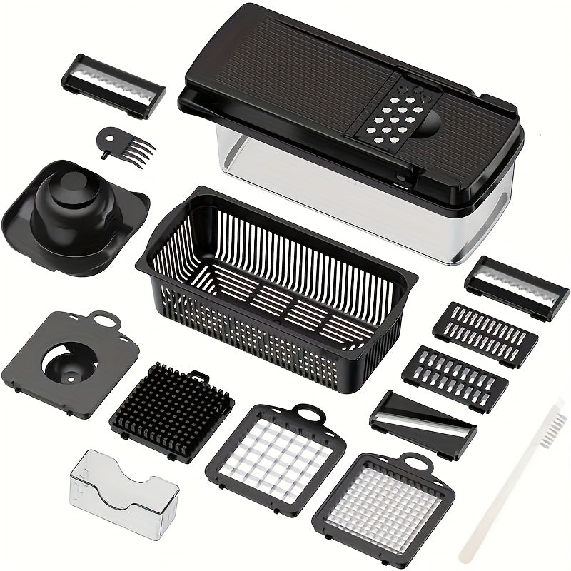 Manual Slicer with 8 Stainless Steel Blade Heads Egg Separator for Fruit Vegetables Carrot Potato Onion