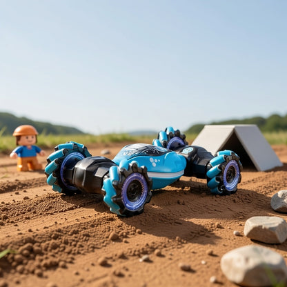 Hand Motion Controlled RC Stunt Car - 1:18 Scale All-Terrain Monster Truck, 360° Flips & Gravity Sensing, with & LED Stunt Dance, Ready-To-Play Gift for Kids Ages