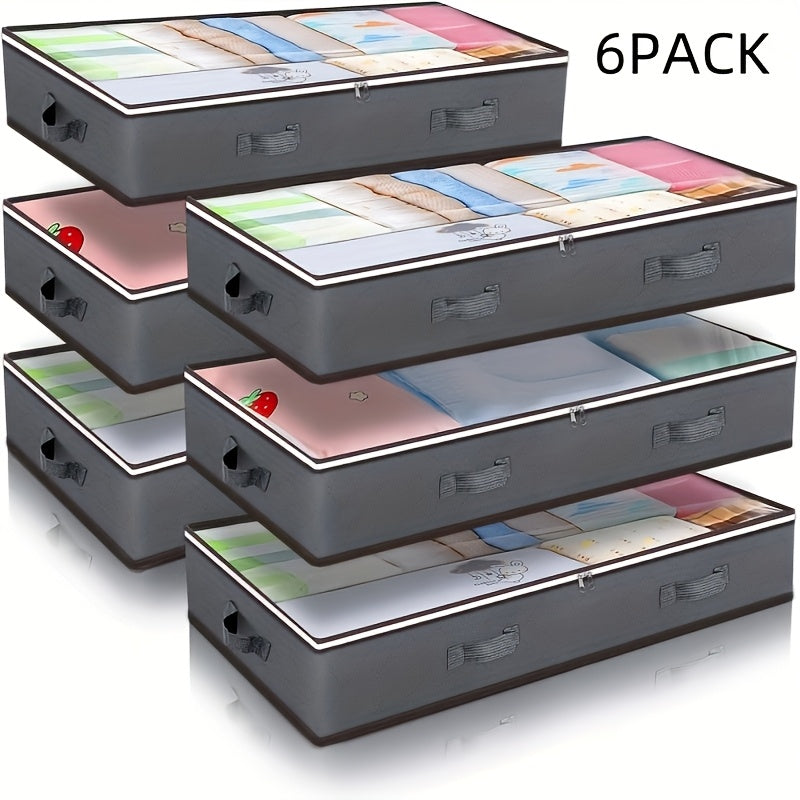 4/6/8Pack Under Bed Storage Containers, 90L Large Capacity Underbed Storage Bags Organizer, Thick Fabric Storage Bins with Clear Window And Reinforced Handles for Clothing, Sweaters, Blankets, Pillow, Books, Under-Bed Storage