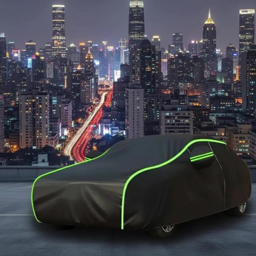 Professional car cover set available in four precise sizes SUV-YL SUV-YXL Sedan-L Sedan-XL, crafted from high-strength 100% polyethylene tarpaulin material offering exceptional sturdiness and durability, complete waterproof protection layer effectively pr