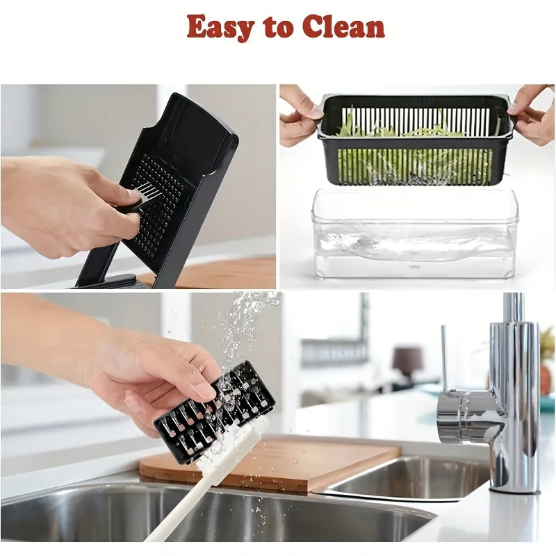 Manual Slicer with 8 Stainless Steel Blade Heads Egg Separator for Fruit Vegetables Carrot Potato Onion